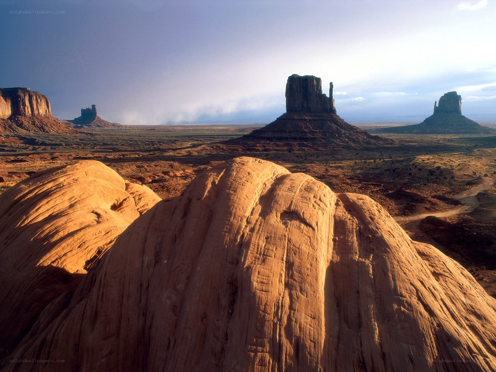 Desert rock formations at sunset