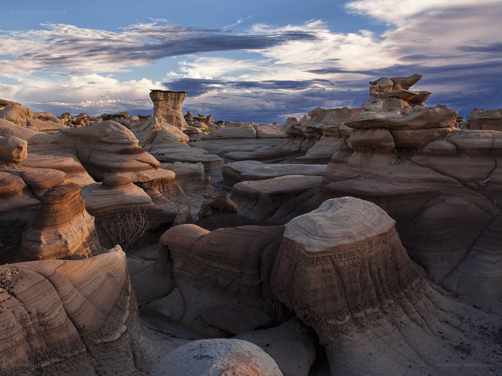 Desert rock formations at sunset