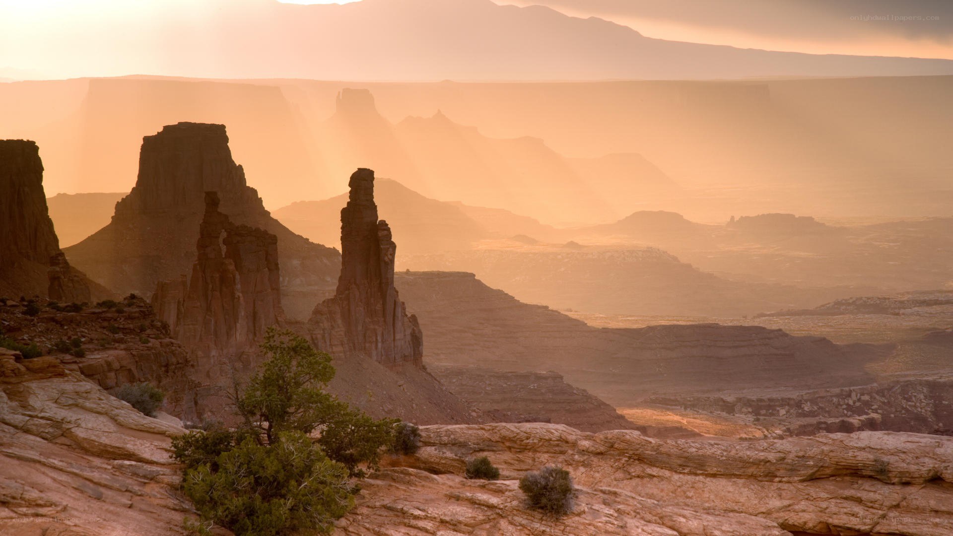 Desert rock formations at sunset