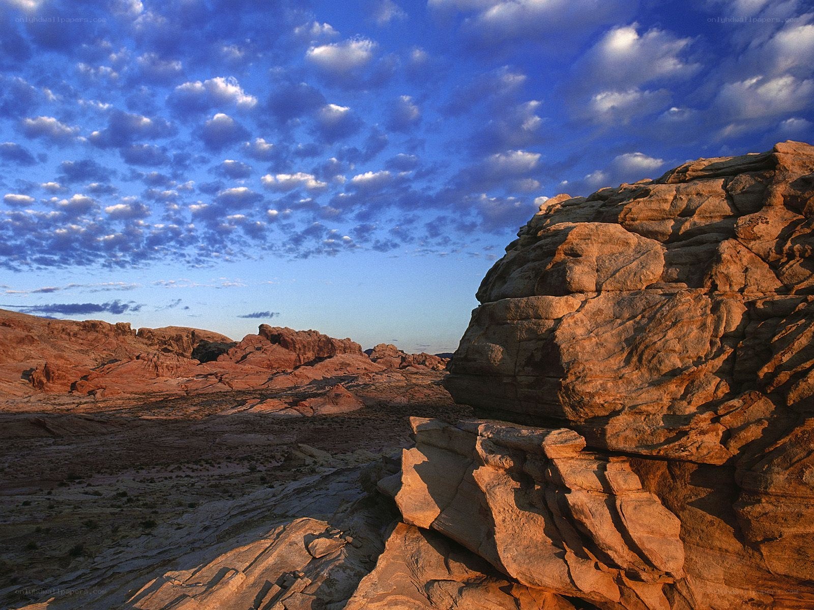 Desert rock formations at sunset