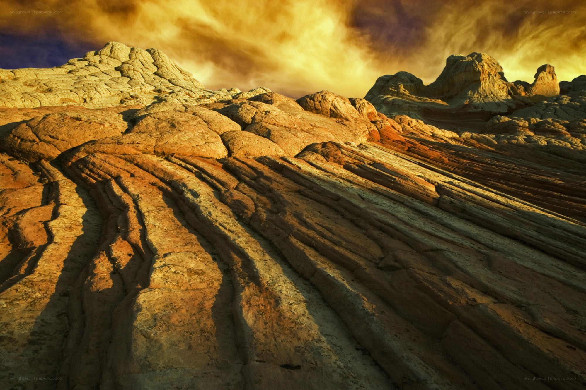 Desert rock formations at sunset