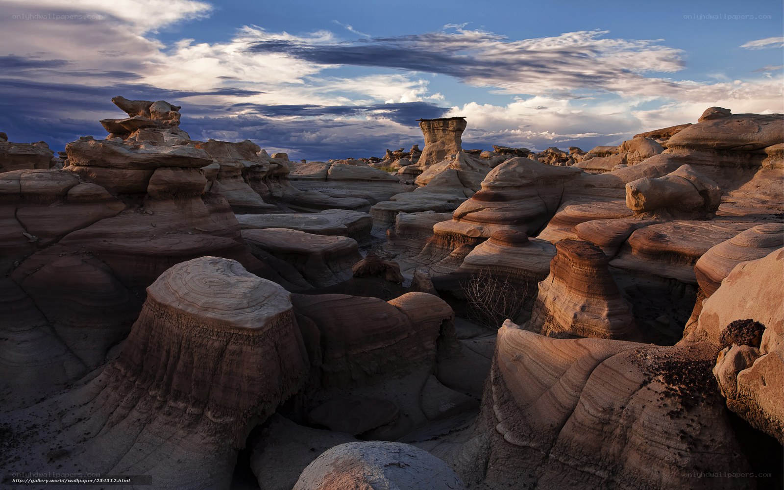 Desert rock formations at sunset