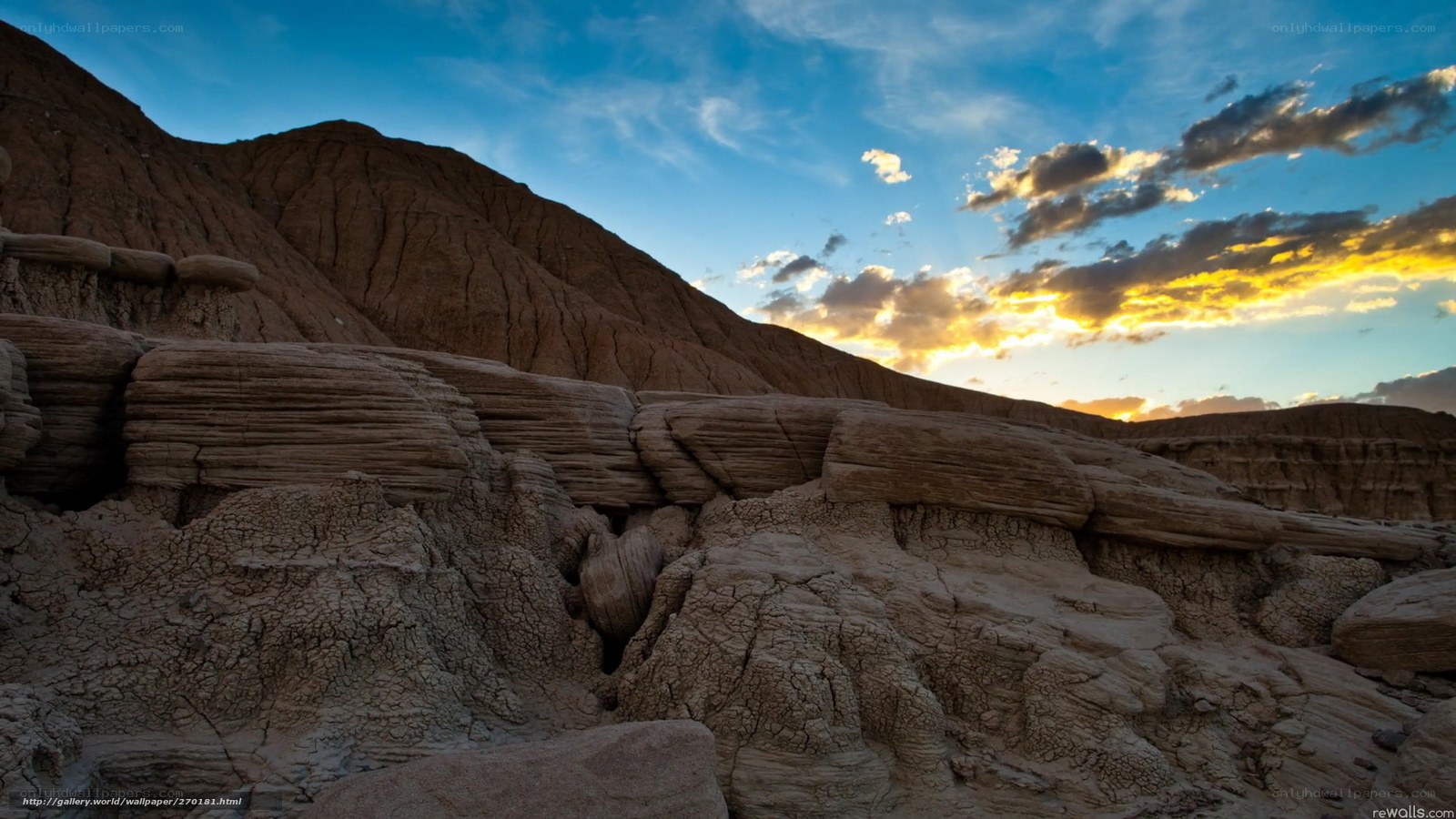 Desert rock formations at sunset
