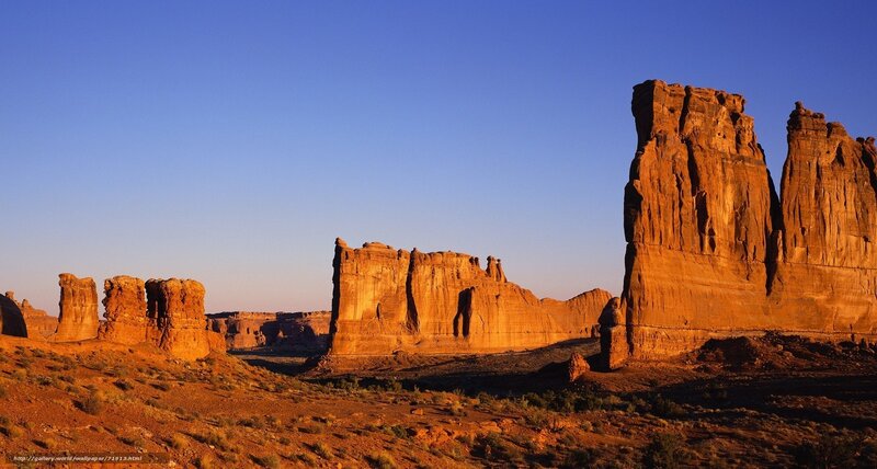 Desert rock formations at sunset