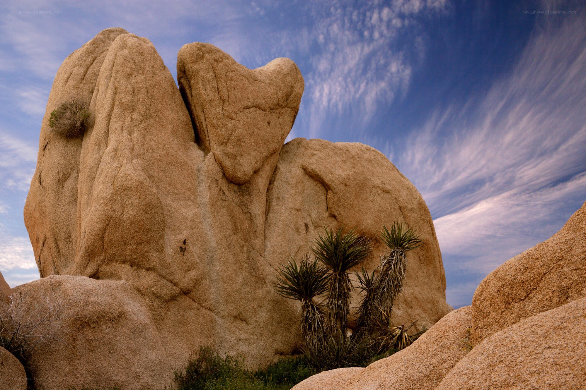 Desert rock formations under blue sky
