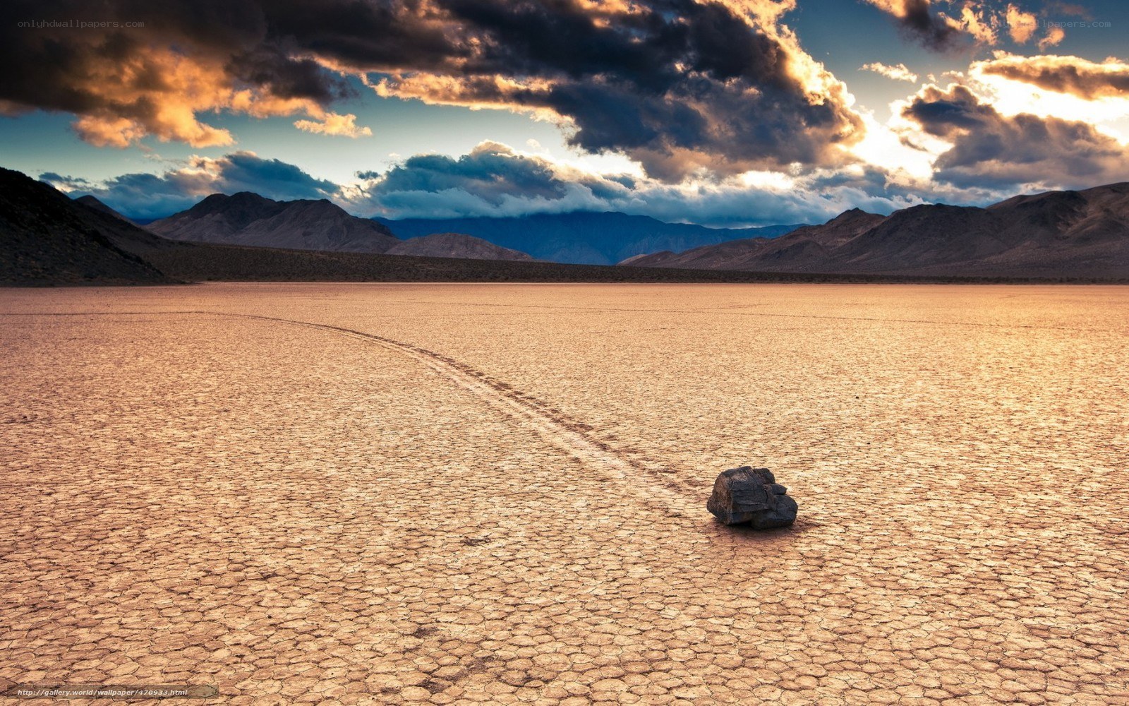 Desert rock trail at sunset