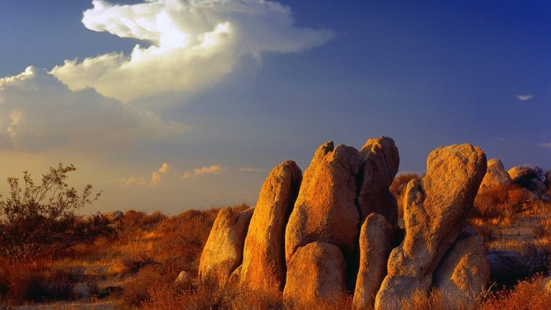 Desert rocks at sunset