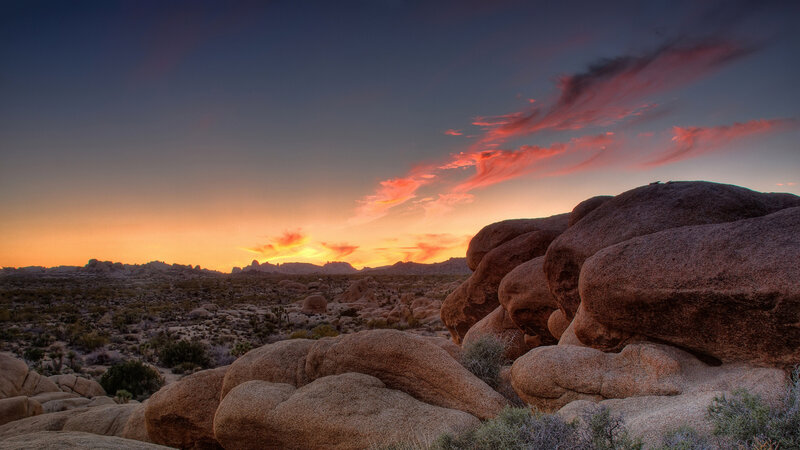 Desert Rocks at Sunset — Orange, Dramatic