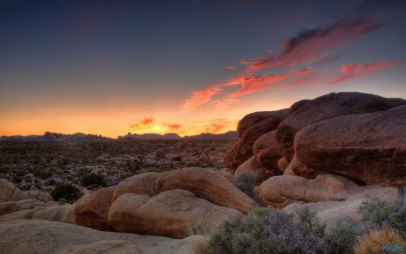 Desert Rocks at Sunset — Orange