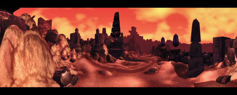 desert ruins at sunset