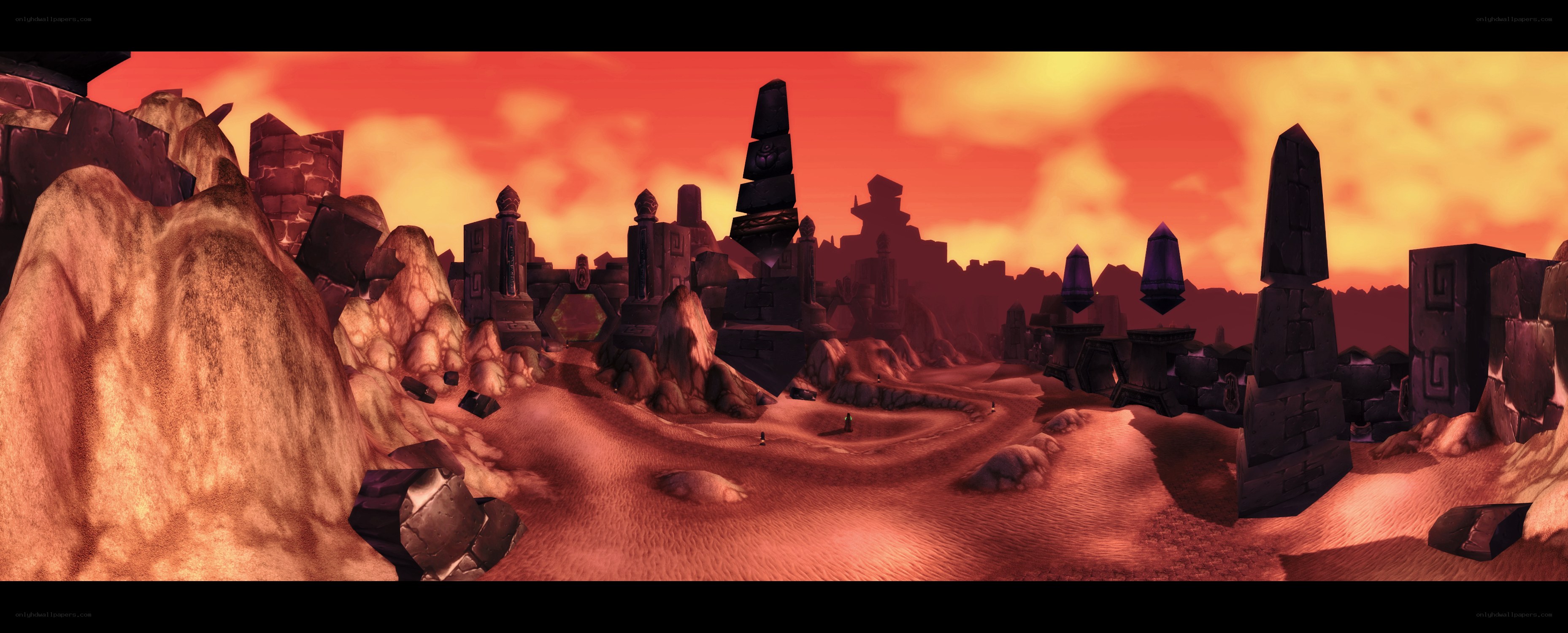desert ruins at sunset