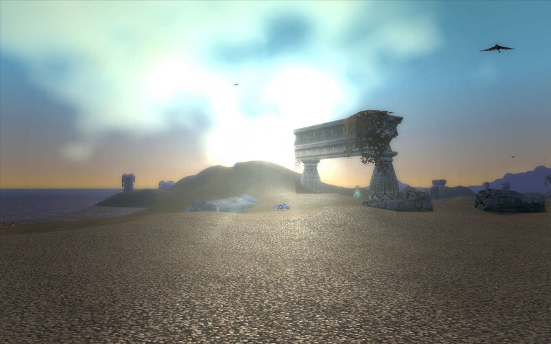 Desert ruins at sunset