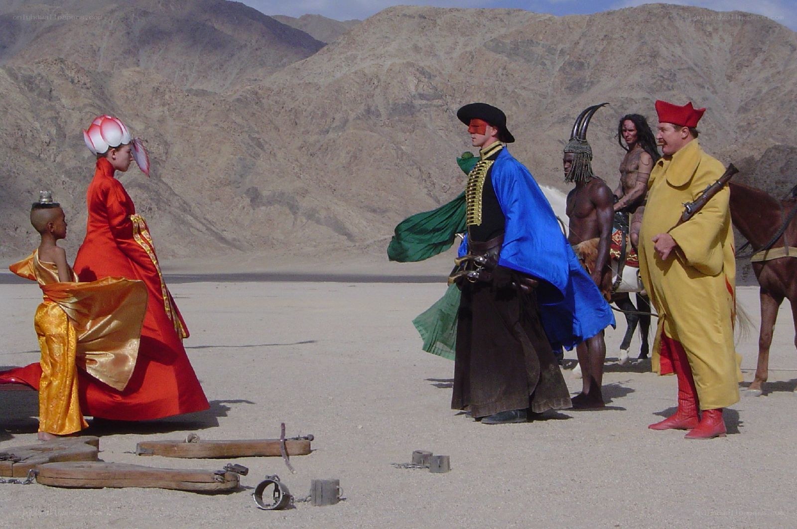 Desert scene with costumed figures