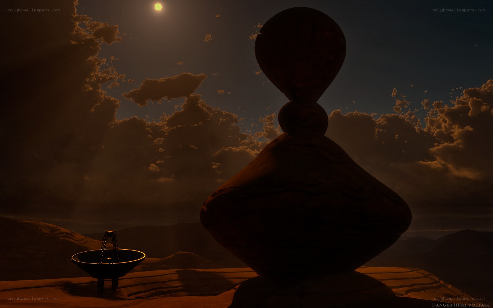 Desert sculpture at dusk