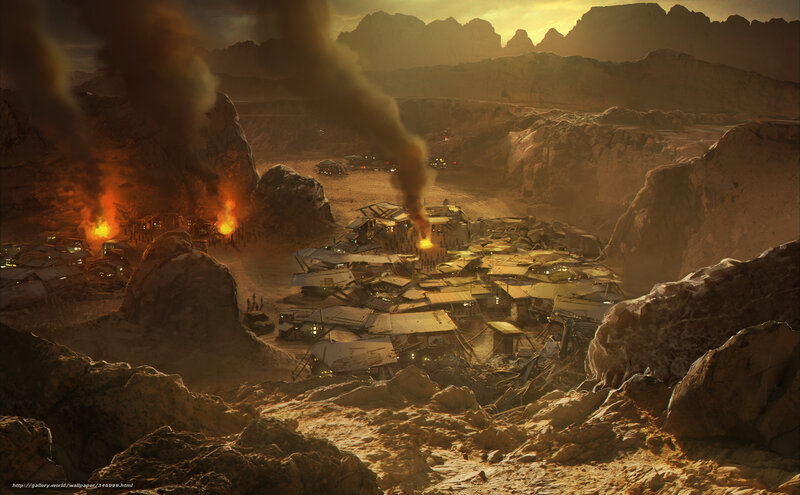 Desert settlement under attack