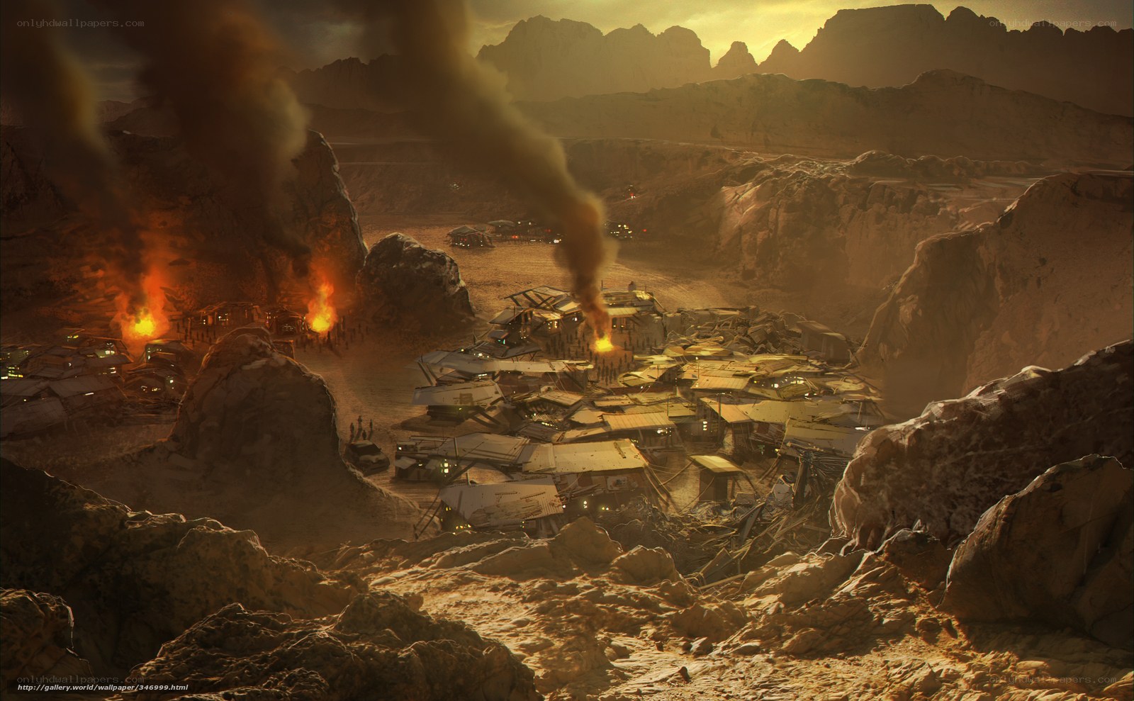 Desert settlement under attack