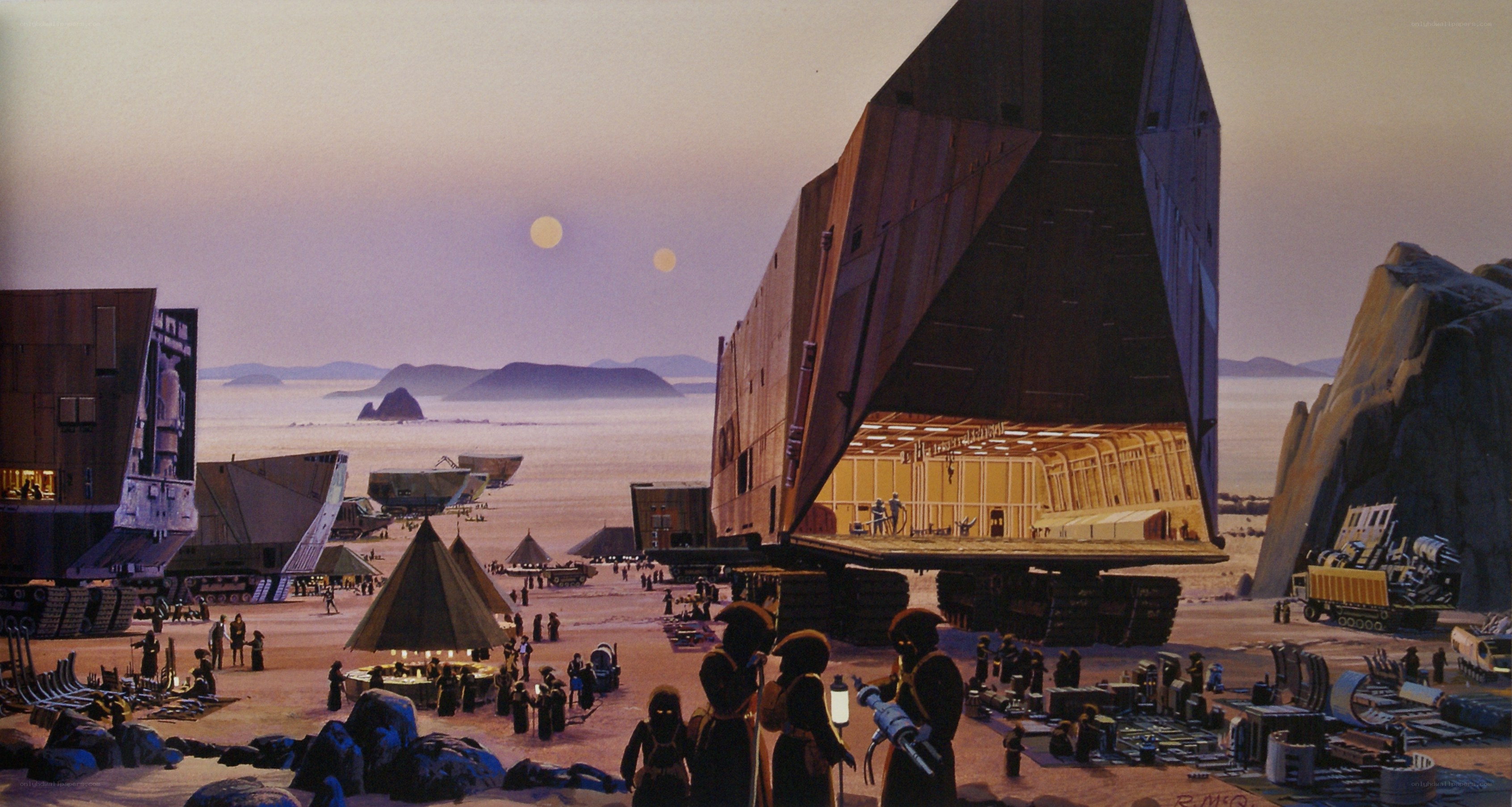 Desert settlement with large transport