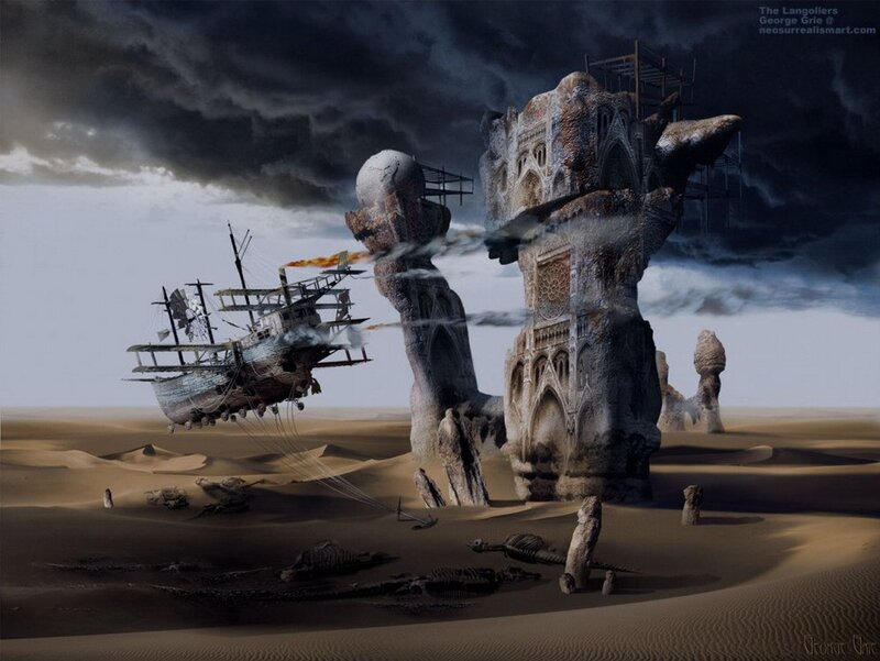 Desert shipwreck landscape