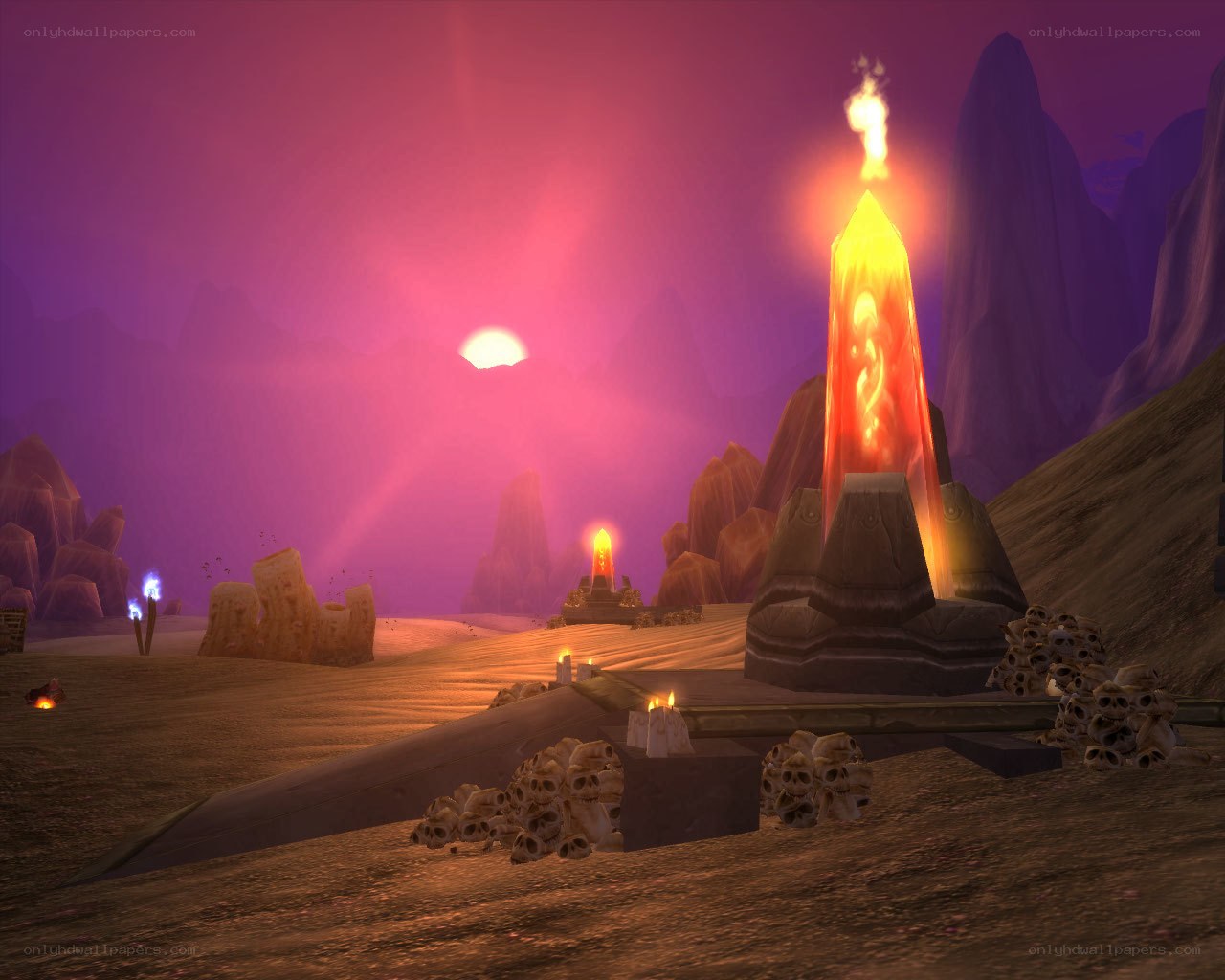 Desert shrine with glowing crystals