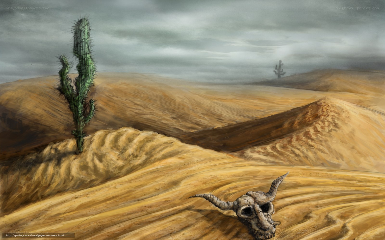 Desert skull and cactus