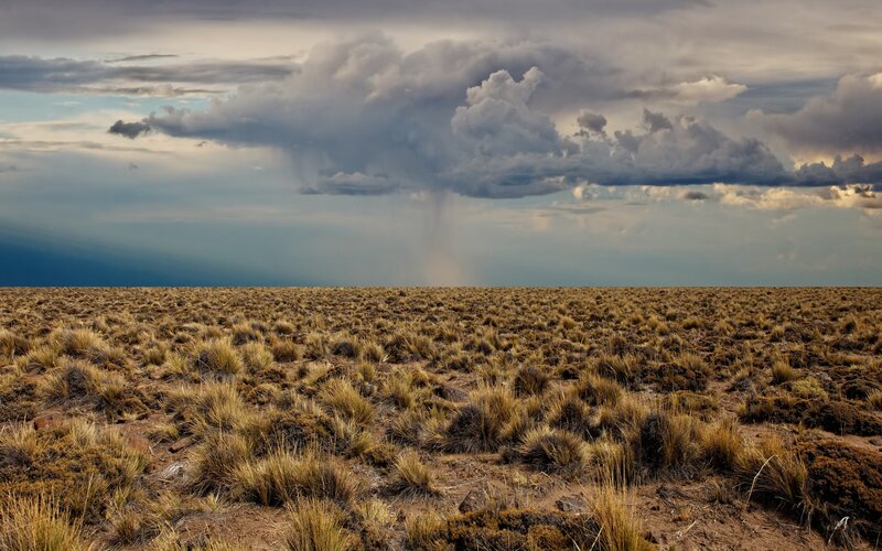 Desert storm with rain
