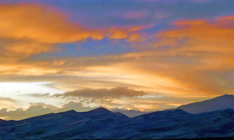 Desert sunset with colorful sky