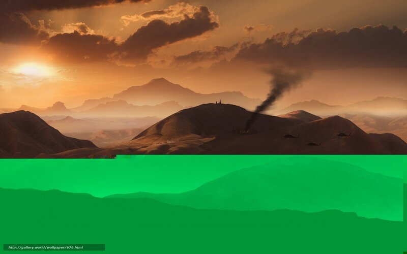 Desert sunset with helicopters