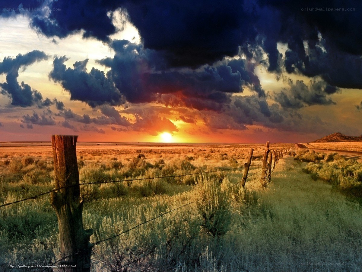 Desert sunset with storm clouds