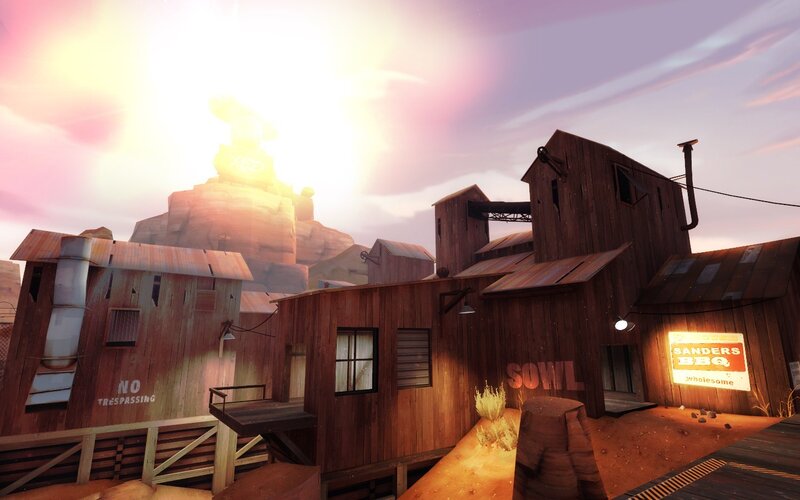 desert town at sunset