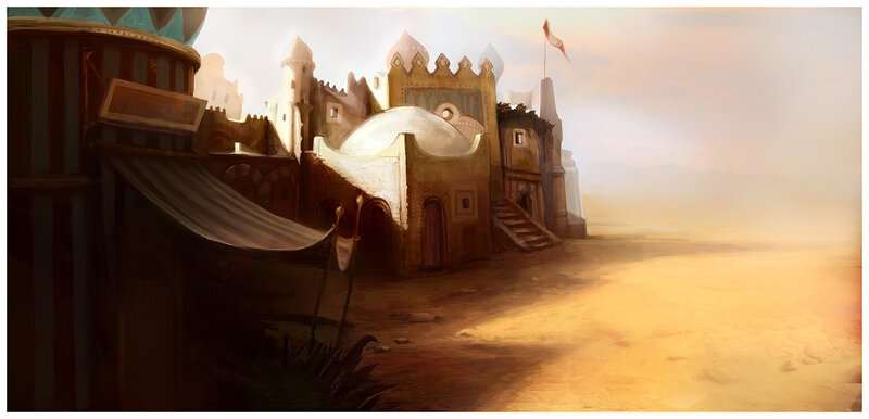 Desert Town at Sunset — Brown