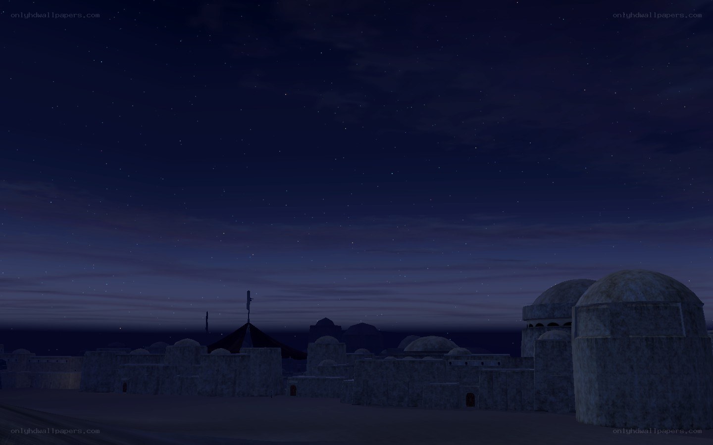 desert town under starry sky