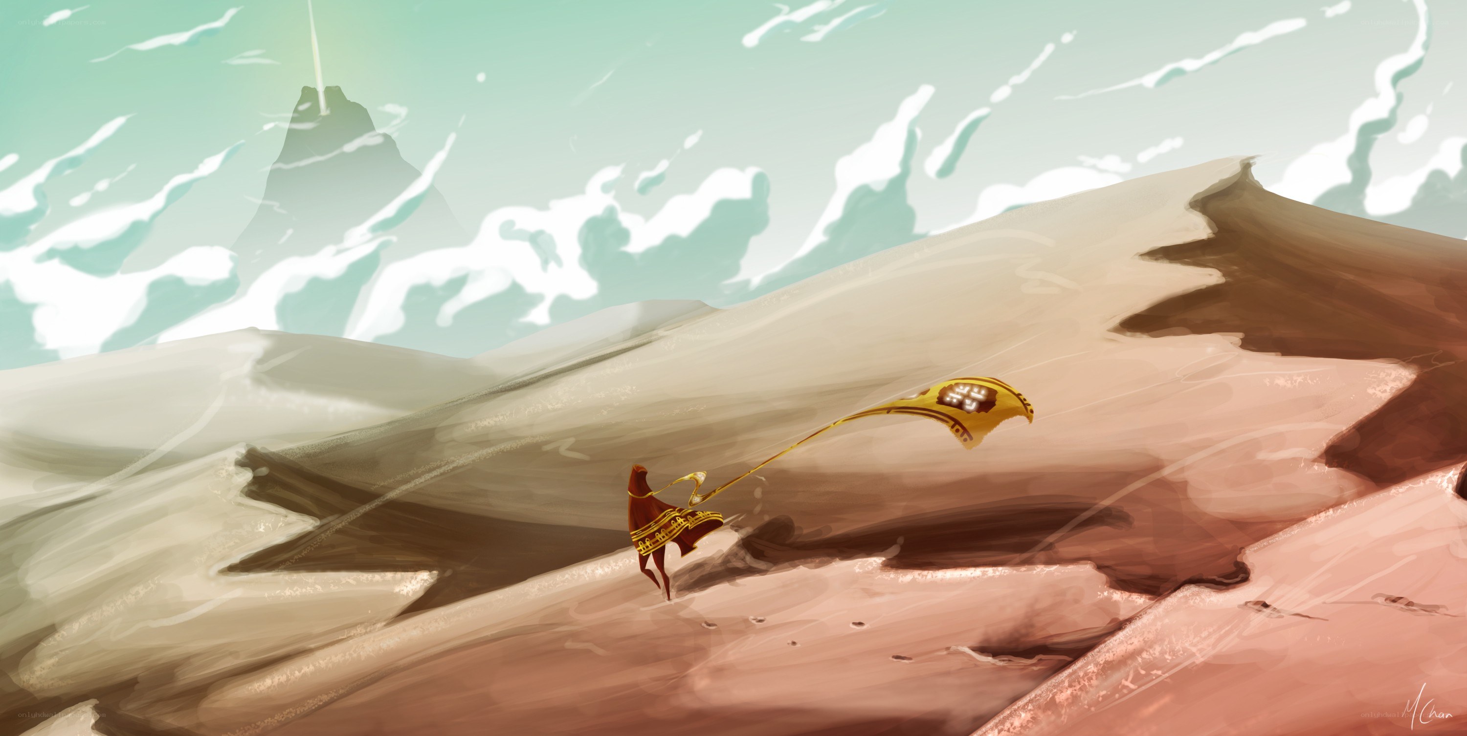 Desert traveler with kite