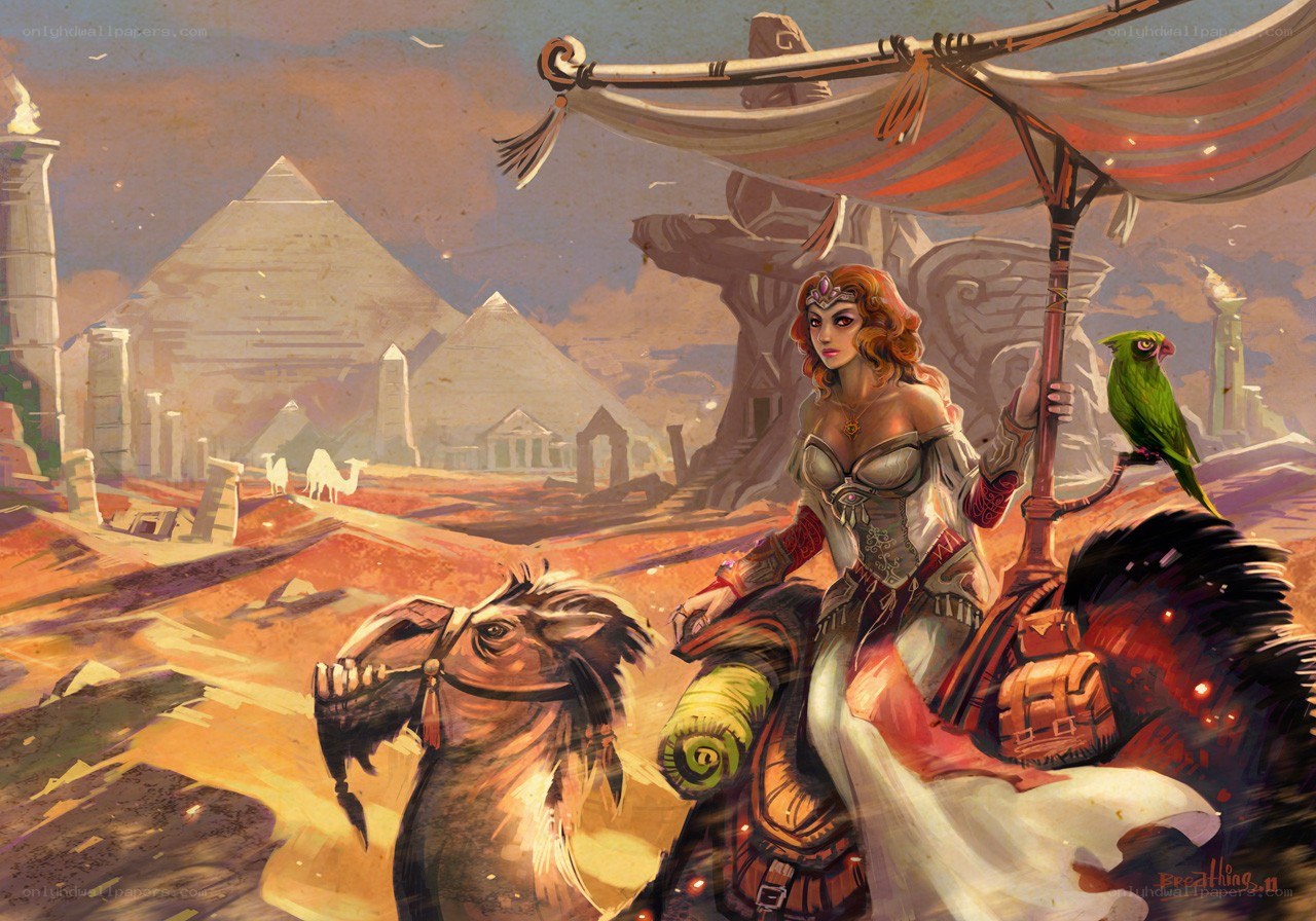 Desert traveler with parrot