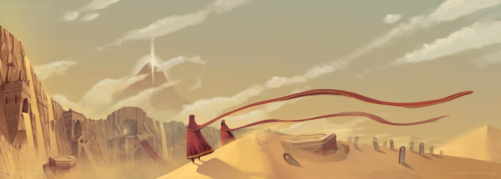 Desert traveler with red cloak