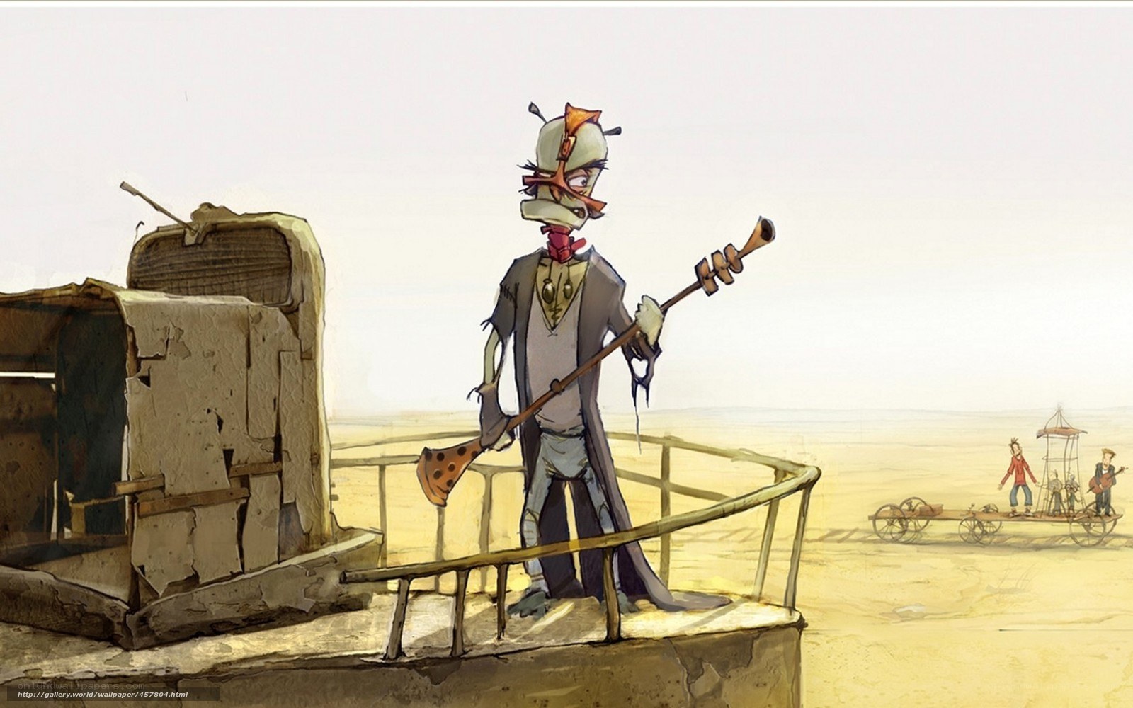 Desert traveler with staff