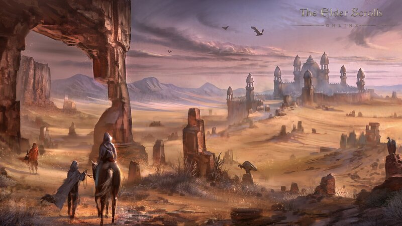 desert travelers near ancient ruins