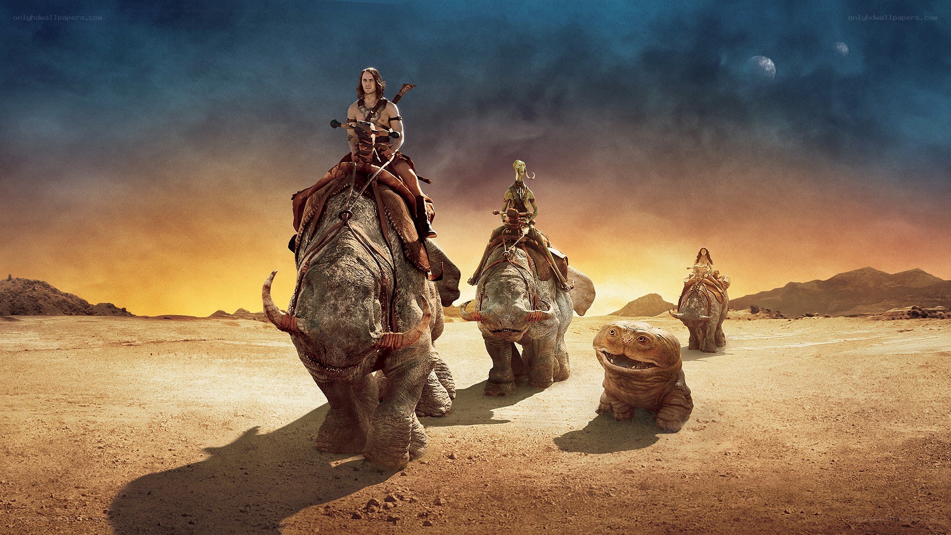 desert travelers on alien beasts