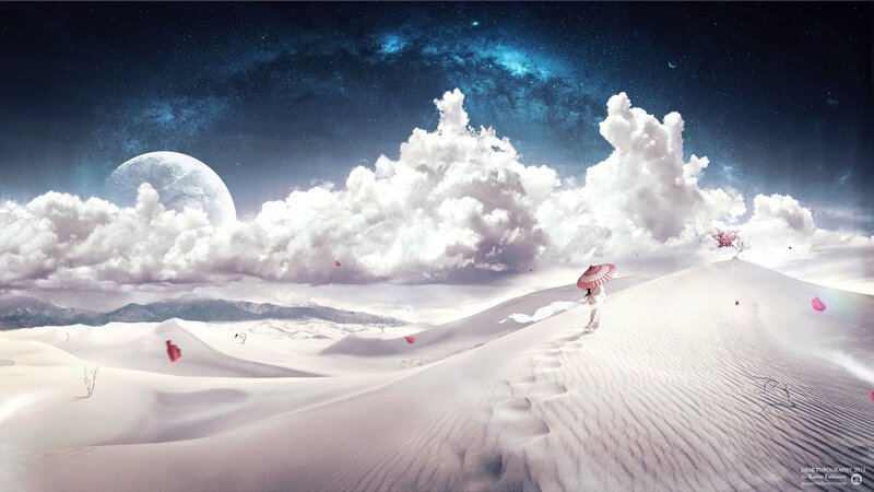 Desert under a starry sky