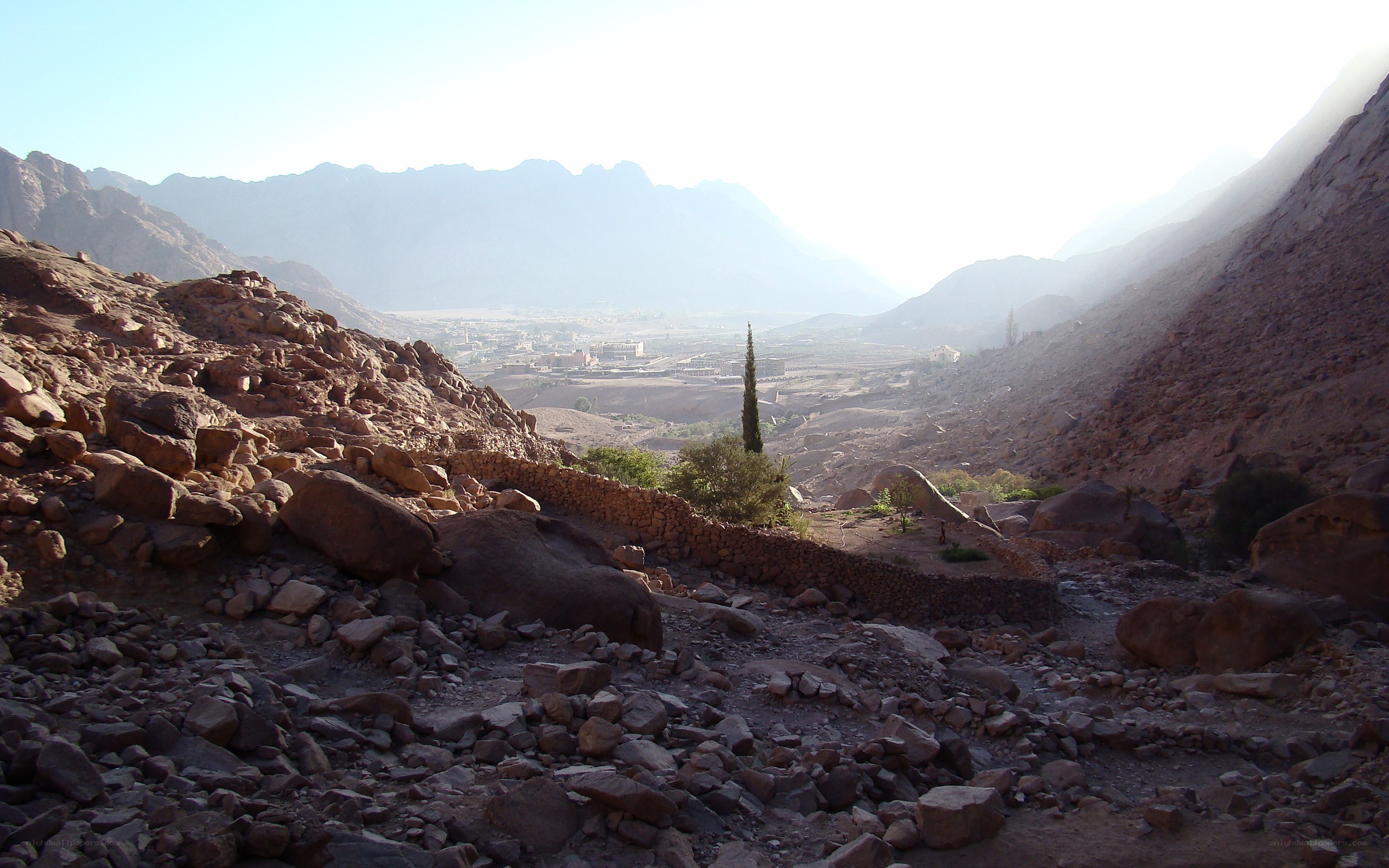 Desert valley with mountains