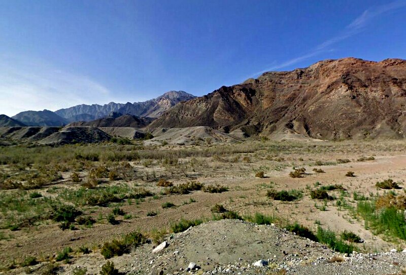 Desert Valley with Mountains — Blue