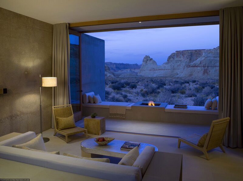 Desert view room at dusk