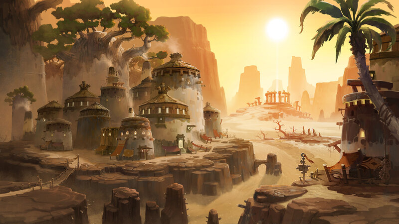 Desert Village at Sunset — Orange