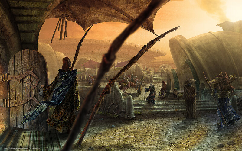 Desert village under a giant canopy