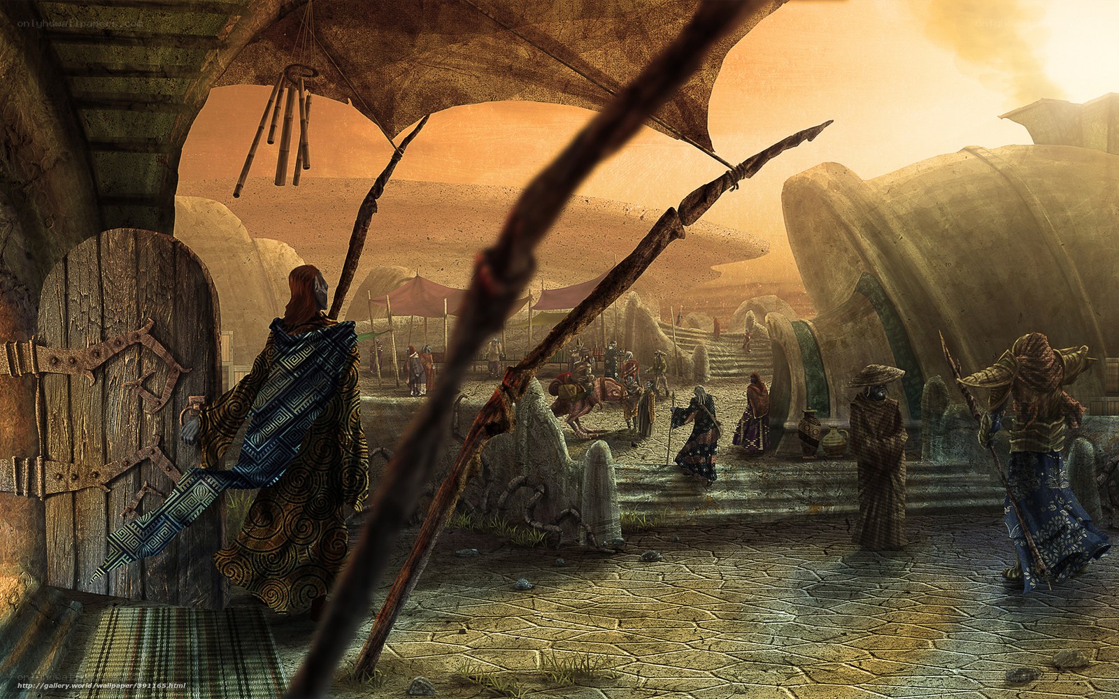 Desert village under a giant canopy