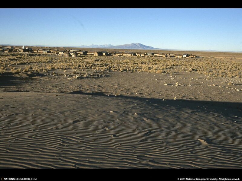 Desert village with mountains
