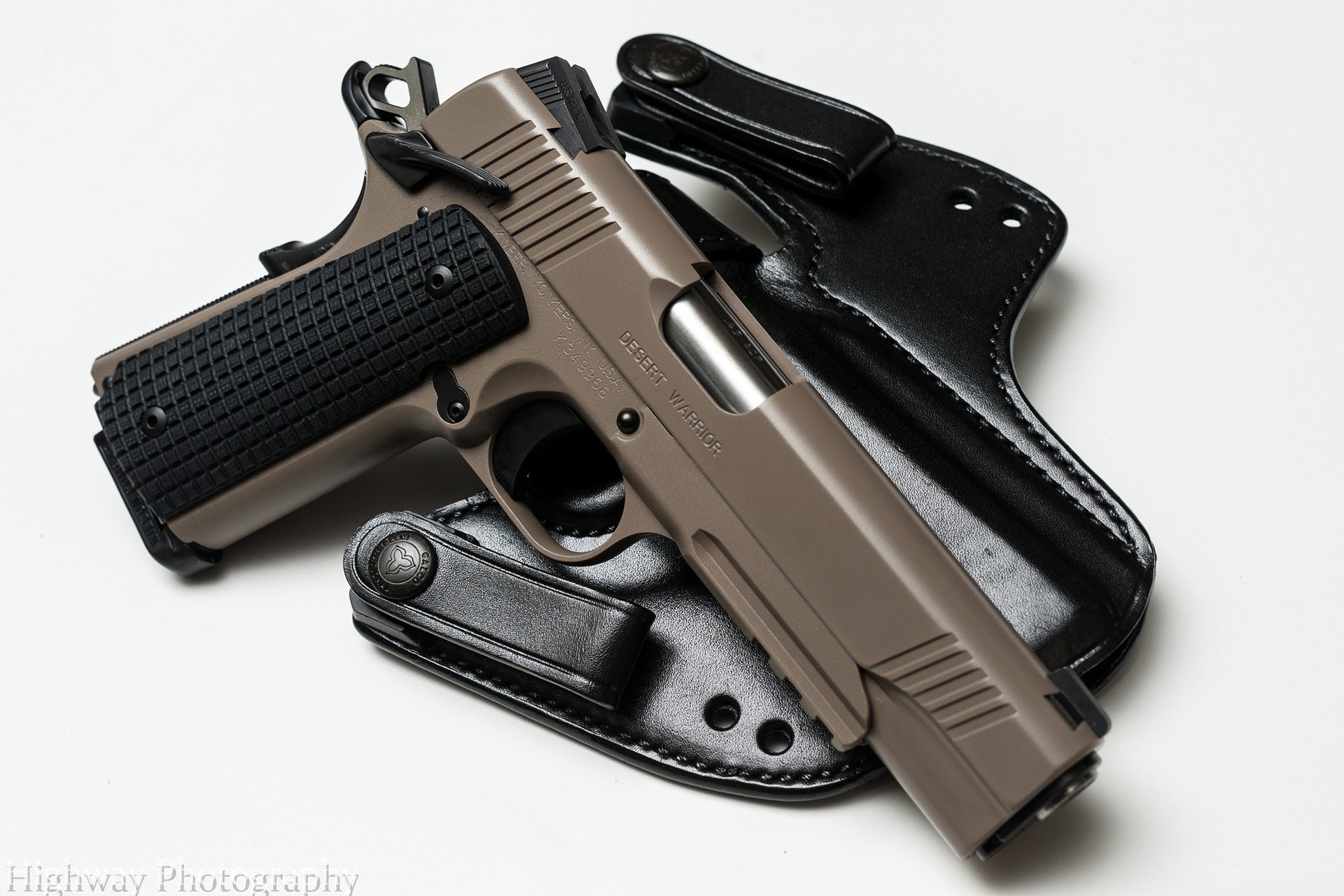 Desert Warrior pistol in holster