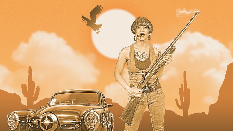 Desert warrior with rifle