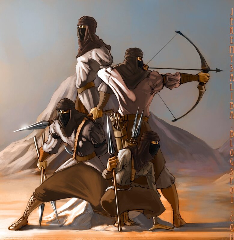 Desert warriors with weapons