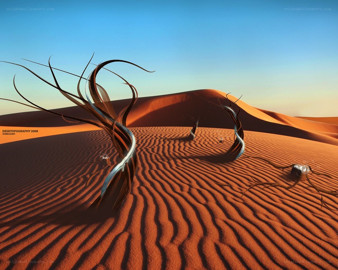 Desert with abstract trees