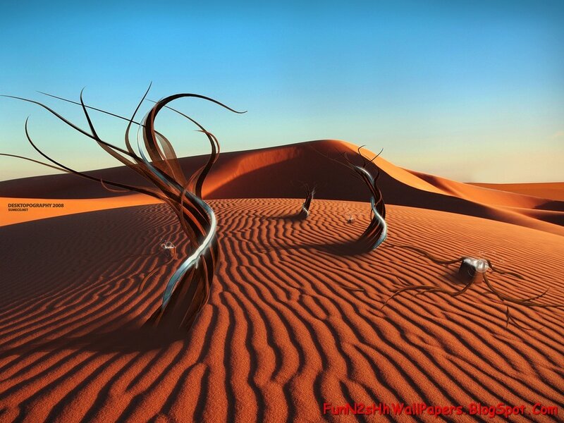 Desert with abstract trees